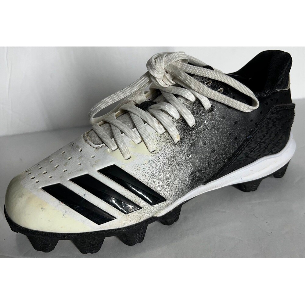 ADIDAS SOCCER SHOES KIDS SIZE 3 WHITE AND BLACK COLOR WITH  WHITE CLEATS